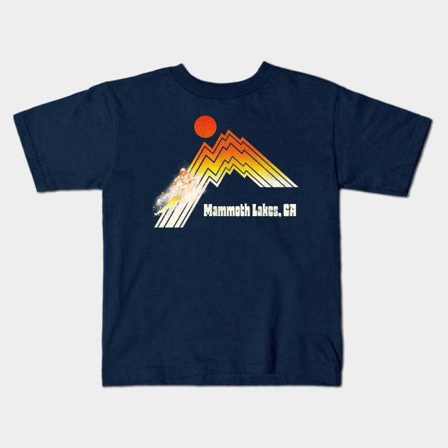 Mammoth Lakes California 70s/80s Retro Souvenir Style Skiing Kids T-Shirt by darklordpug